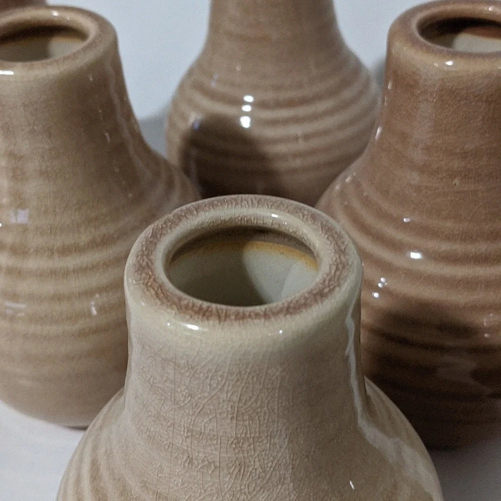 Crate&Barrel, set of 6 Patine Sand Bud Vases